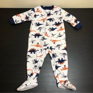 Carters Dinosaur Fleece PJs zipper warm footed pajamas footie sleeper 12 Month